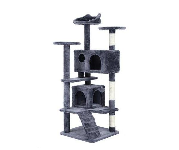 Cat Tower Tree House Scratching Post Multi-Level Scratcher Gym 130cm Tall with Condos Hanging Toys