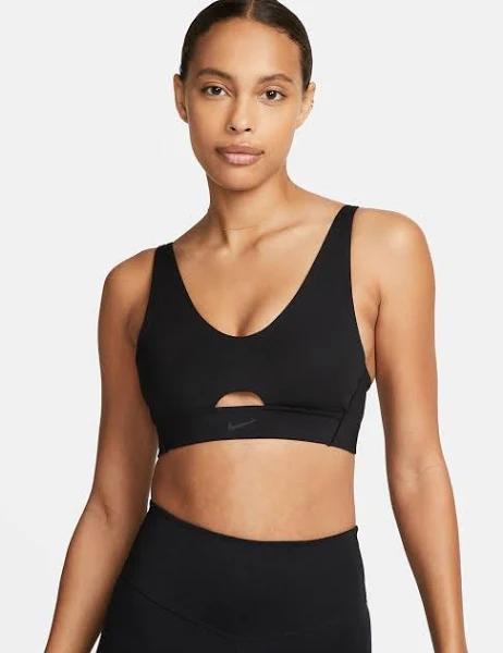 Nike Womens Indy Medium Support Padded Plunge Cutout Sports Bra Black M @ Rebel Active