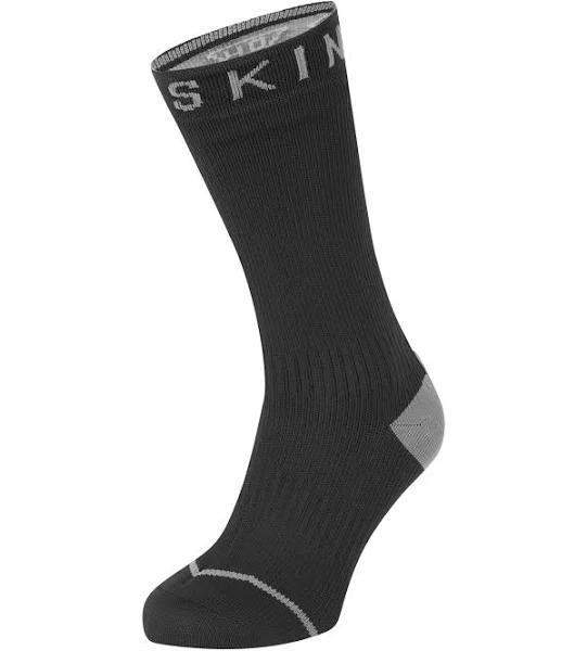 Sealskinz Waterproof All Weather Mid Length Hydrostop Socks Black/Grey