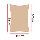 Instahut 4 x 5m Waterproof Rectangle Shade Sail Cloth - Sand Beige