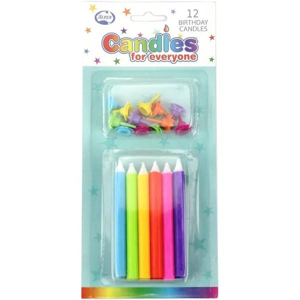 Alpen Jumbo Bright Candles With Holders (12pk)