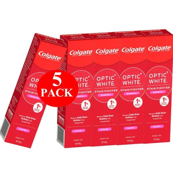 5 x Colgate Teeth Whitening Toothpaste Optic White Enamel Care 100g