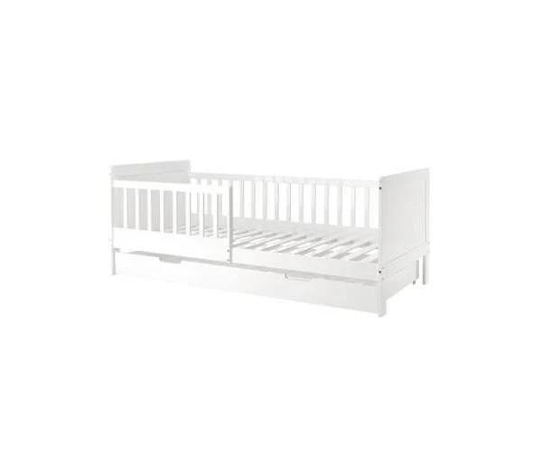 Zane Kids Solid Pine Timber Single Bed w/ Drawer - White