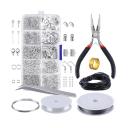 PP OPOUNT Jewelry Findings Set Jewelry Making Kit Jewelry Findings Starter Kit Jewelry Beading Making and Repair Tools Kit Pliers Silver Beads Wire