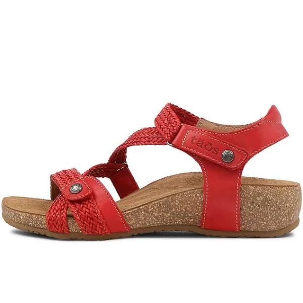 Taos Trulie Red Leather Sandals Red Womens Leather Sandals Flat Sandals