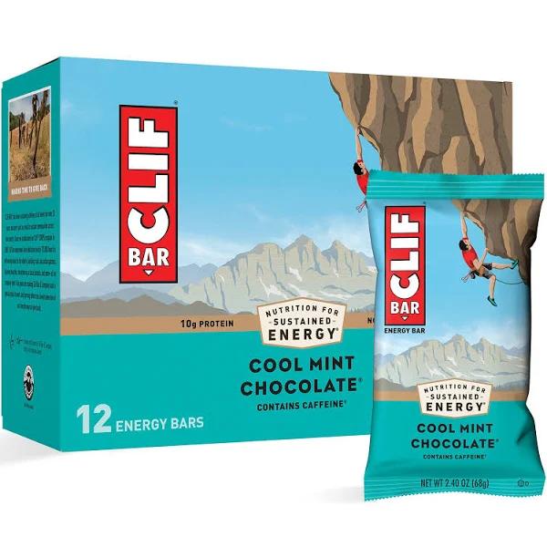 Clif Bars - Energy Bars - Cool Mint Chocolate - with Caffeine - Made with Organic Oats - Plant Based Food - Vegetarian - Kosher (2.4 Ounce Protein