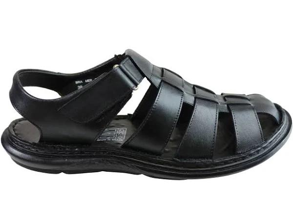 Savelli Christopher Mens Leather Closed Toe Sandals Made in Brazil Black 11 AUS or 45 EUR