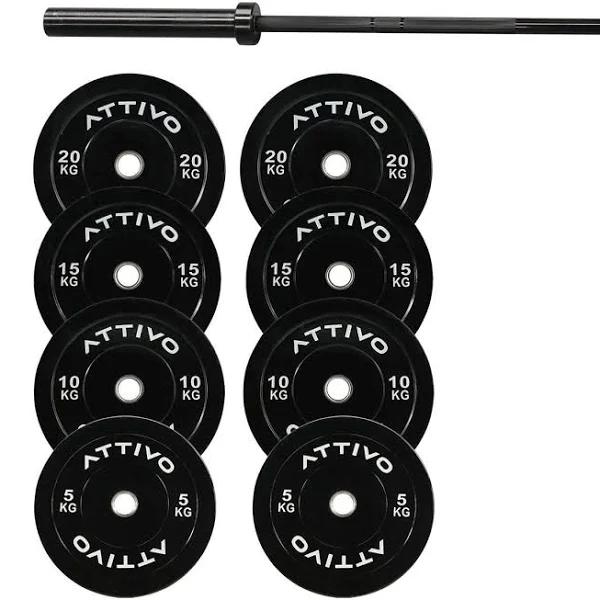 Olympic Weight Bar 15kg and Bumper Plates Combo | Gym Plus Australia Remarkables Bar 15kg + 100kg Black Plates