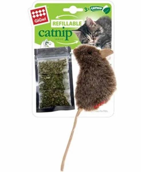 Gigwi Refillable Catnip Mouse Natural Cat Toy