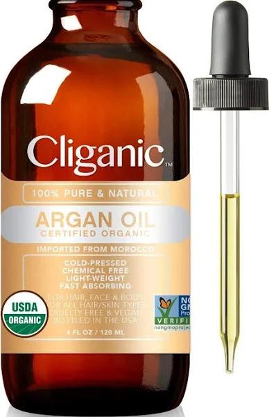 Cliganic USDA Organic Argan Oil, 100% Pure | For Hair, Face & Skin | Natural Cold Pressed Carrier Oil, Imported from Morocco