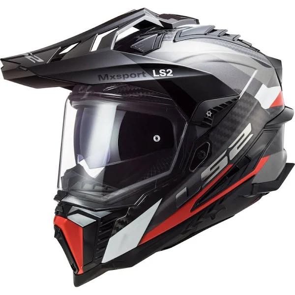 LS2 Explorer Carbon Frontier Helmet - Titanium/Red - XL