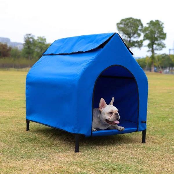 Amazon Basics Elevated Portable Pet House Blue Small