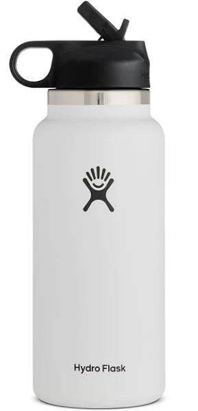 Hydro Flask 32 oz Wide Mouth Straw Lid White