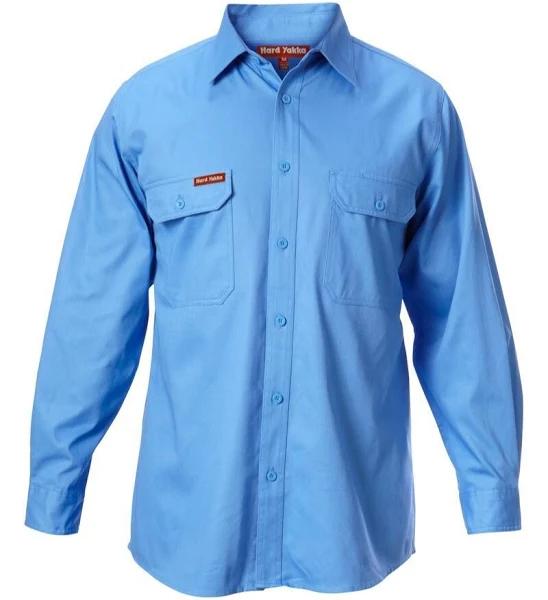 Hard Yakka - Cotton Drill Shirt Long Sleeve - Y07500-Blue Medit-S