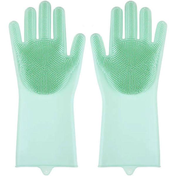 Magic Silicone Rubber Dish Washing Kitchen Gloves Scrubber Cleaning Scrubbing AU Green