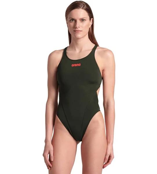 Arena Women's Solid Tech Back One Piece Swimsuit - Dark Sage | Polyester - Swimoutlet.com