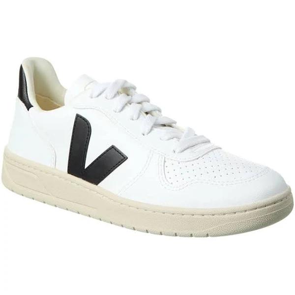 Veja White & Black V-10 Sneakers