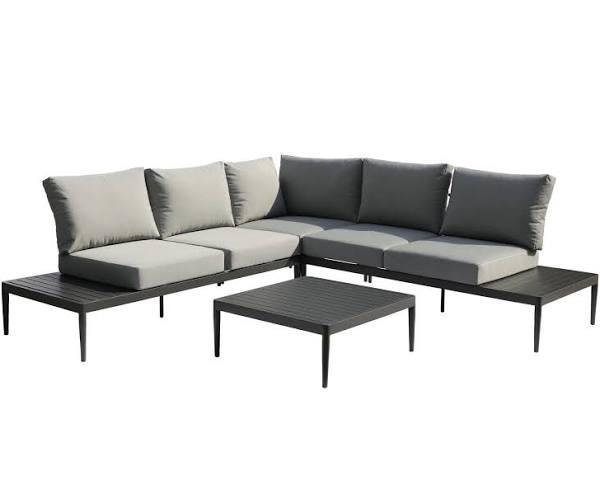 Coogee 4-Piece Aluminium Outdoor Modular Lounge Setting — Charcoal by FurnitureOkay