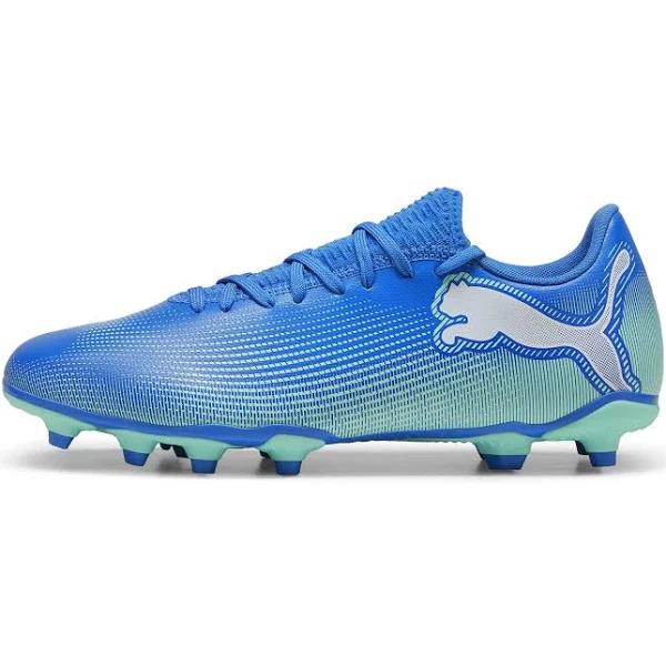 Future 7 Play FG/AG Unisex Football Boots in Hyperlink Blue/Mint/White, Size 12, Textile by Puma