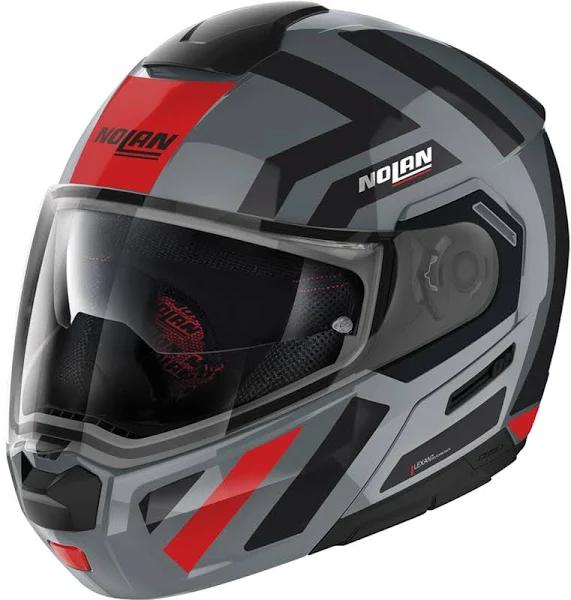 Nolan N90-3 Laneway N-COM Helmet, black-grey-red, Size L