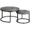 Oikiture Set of 2 Coffee Table Round Marble Nesting Grey & Black