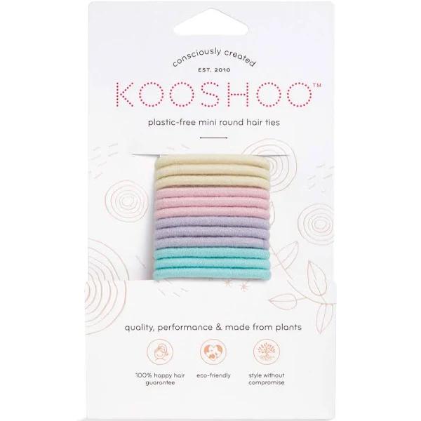 Kooshoo Plastic-Free Round Hair Ties Mini 12 Pack - Pastel Blooms