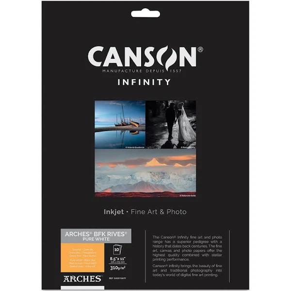 Canson Infinity ARCHES BFK Rives Pure White Photo Paper 8.5 x 11", 10 Sheets, Sheet Size 8.5x11" Letter[ANSI A], Textured, Fine Art, Type/Style,