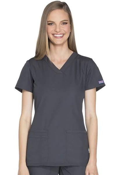 Cherokee Workwear WW645 Scrubs Top Womens V-Neck Pewter