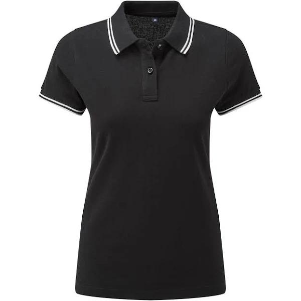 Asquith & Fox Womens/Ladies Classic Fit Tipped Polo Black/White M