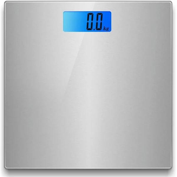 CASAMI Electronic Digital Glass Body Bathroom Scale 180kg Gym Weight Black Glass Colour - Silver