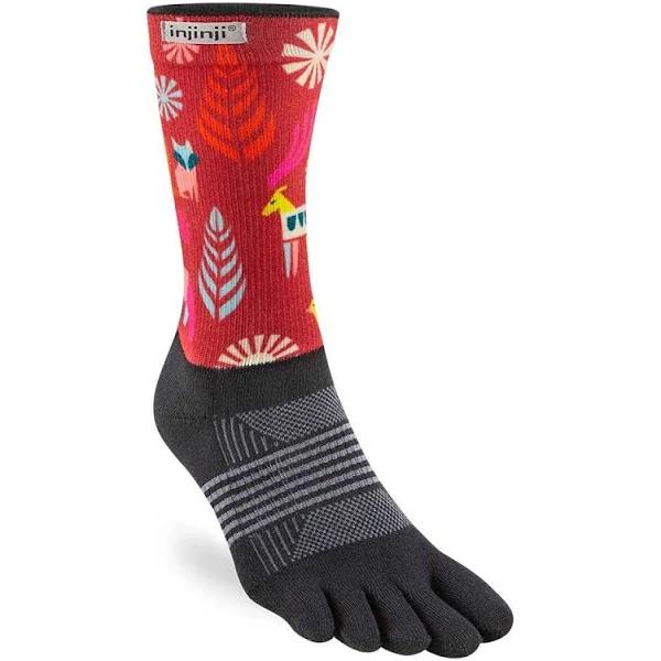 Injinji Spectrum Trail Midweight Crew Womens Socks - Folk - M/L