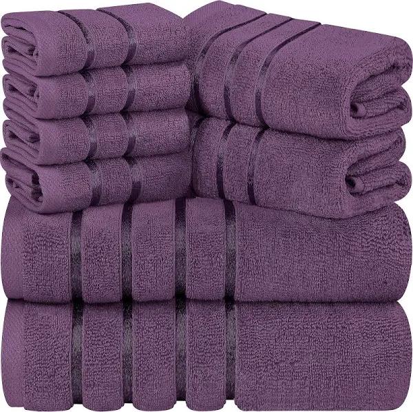 Utopia Towels 8-piece Luxury Towel Set, 2 Bath Towels, 2 Hand Towels, and 4 Wash Cloths, 600 GSM 100% Ring Spun Cotton Highly Absorbent Viscose