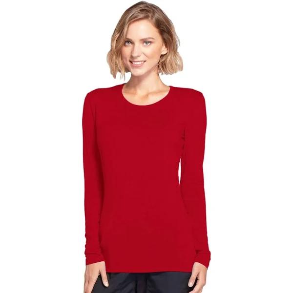 Cherokee Workwear 4881 Underscrubs Womens Long Sleeve Knit Tee Red