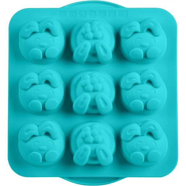 Trudeau Silicone Cupcake Pan - Teal Bunny