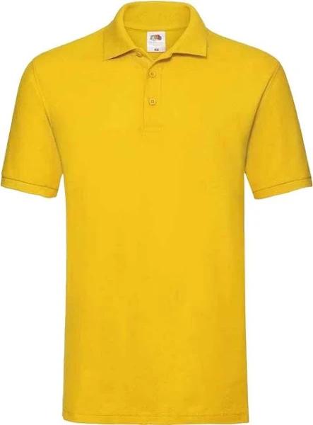 Fruit of The Loom Mens Premium Cotton Pique Polo Shirt Sunflower XL Cotton Mens Polo Shirt