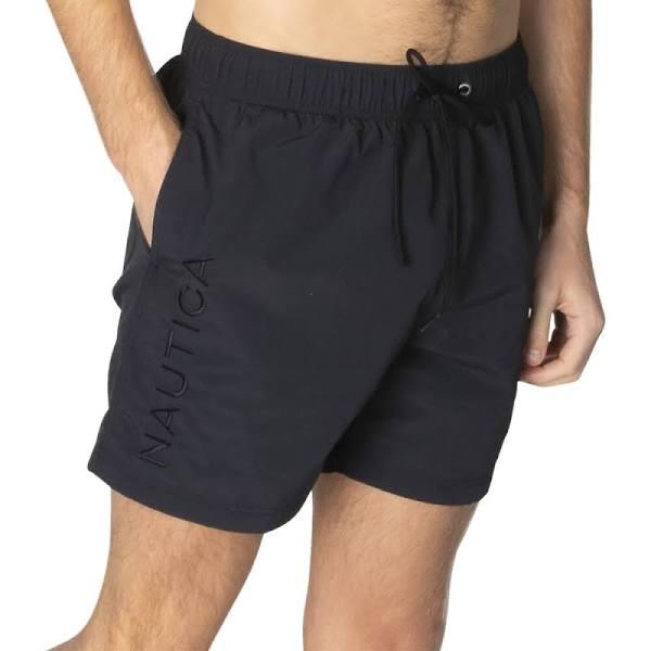 Nautica Extended Size Anchor Collection 6" Swim Shorts Black Medium