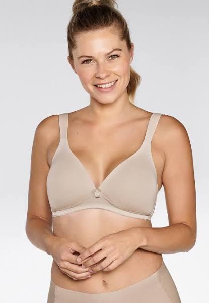 Naturana Padded Wirefree T-Shirt Bra With Wide Straps - Light Beige - 22B