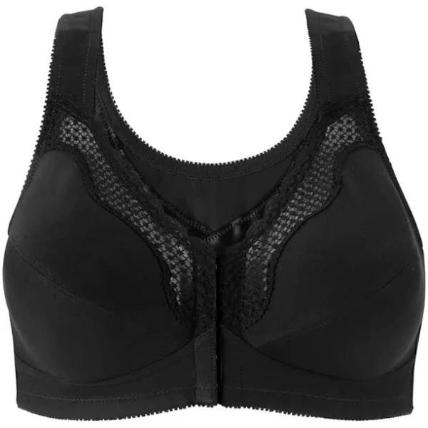 Front Close Cotton Posture Control Bra, Black / 12B by Exquisite Form