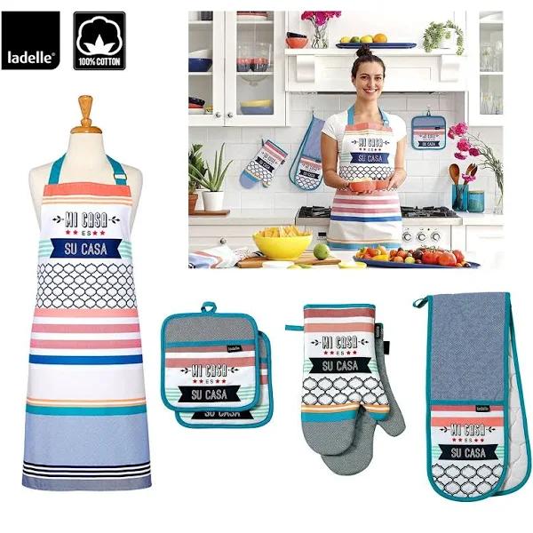 Mi Casa Cotton Kitchen Range By Ladelle -choose Apron, Oven Mitt, Pot