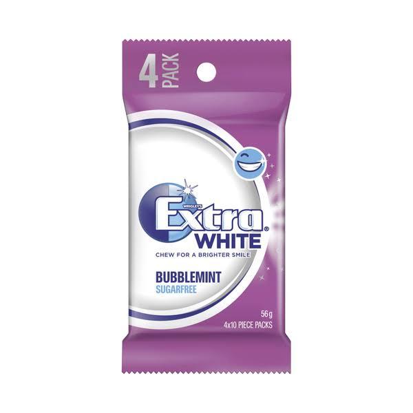 Extra White Bubblemint Sugar Free Chewing Gum 4x14g 56g