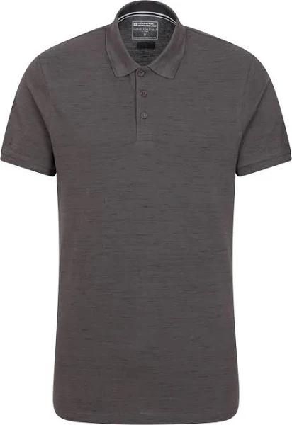 Mountain Warehouse Mens Dawnay Textured Pique Polo Shirt Dark Grey XS Cotton Polyester Mens Polo Shirt