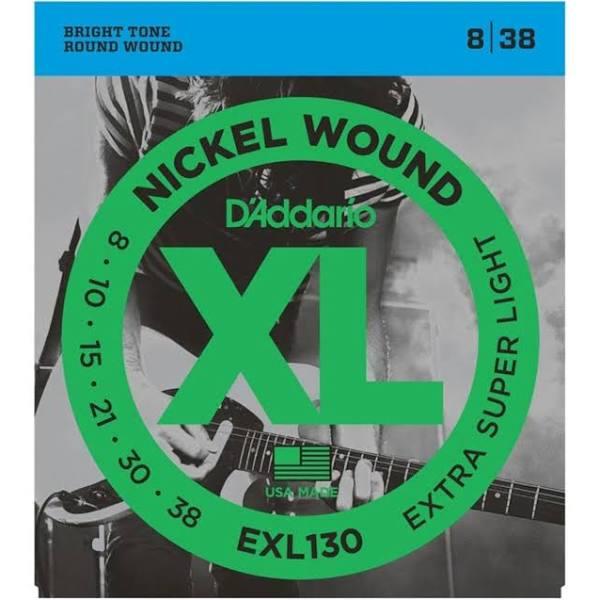 D'Addario EXL130 Nickel Wound Electric Guitar Strings - Extra Super Light (8-38)