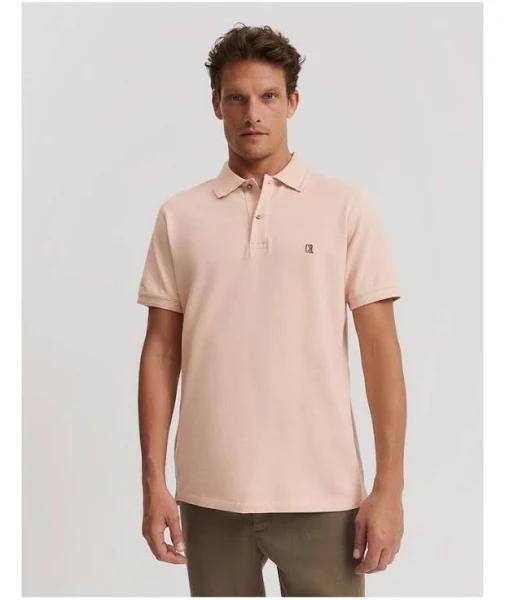 Country Road Verified Australian Cotton Pique Polo Shirt in Soft Pink Marle Pink XXXL