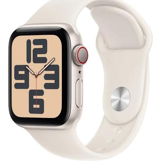 Apple Watch SE GPS + Cellular 40-mm Starlight Aluminium Case with Starlight Sport Band — M/L