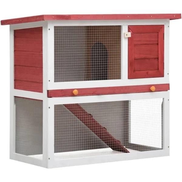 Outdoor Rabbit Hutch 1 Door Red Wood