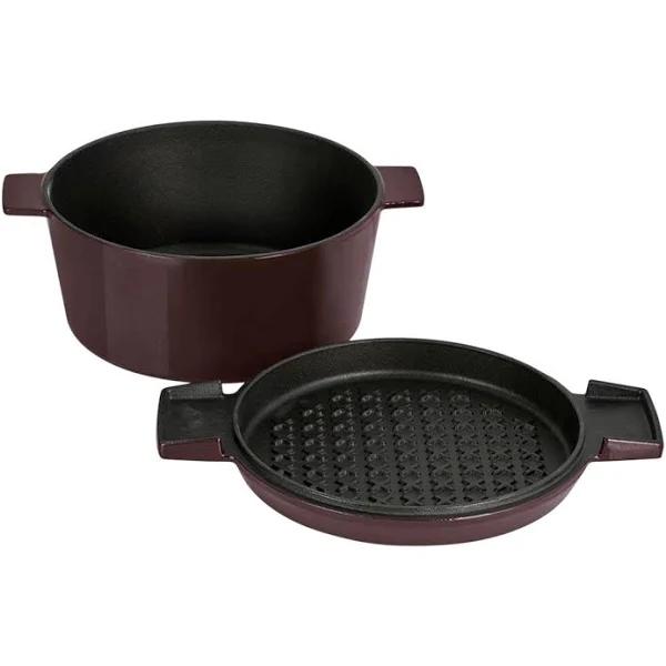 Stanley Rogers Cast Iron French Oven Grill Duo 24cm 3.5L Bordeaux