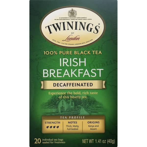 Twinings, Decaffeinated Irish Breakfast Tea Bags - 20 Tea Bags -5 PACK