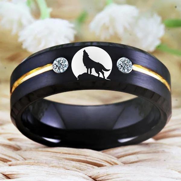 Tungsten White Bejewelled Wolf Ring 10.5 by Fashion Plaza Australia