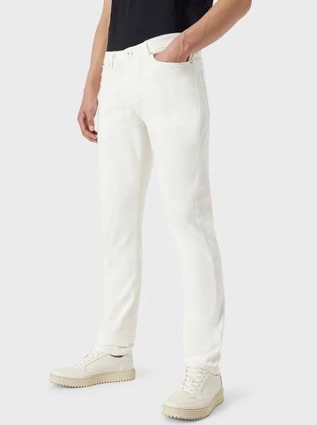 Emporio Armani - J06 Slim-fit, Stretch-gabardine Jeans, 96% Cotton 4% Elastane, White, Size: 29R