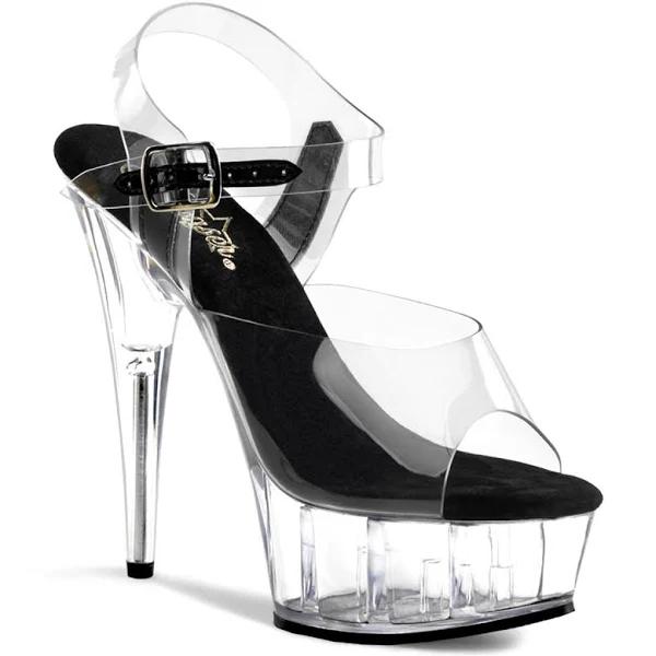 Pleaser DELIGHT-608 Clear & Black Platform Heels 12